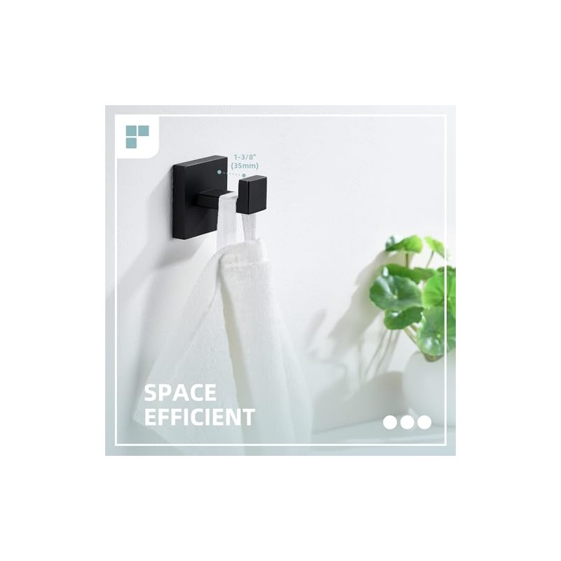 Angle Simple Towel Hook Matte Black, SUS 304 Stainless Steel