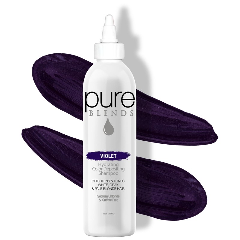 Pure Blends Hydrating Color Depositing Shampoo, Violet, White, Gray and