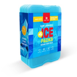 hometimestore Dünn Kühlakkus für Kühltasche Lunchboxen BPA-frei Kühlpakete Wiederverwendbar & Platzsparend für Camping, Angeln, Roadtrip und Strand, 4 Stück Leere Kühlakkus