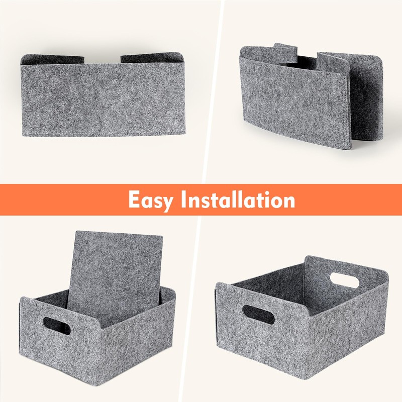 Cozary Pack of 2 Felt Basket Storage, Foldable, Felt Storage