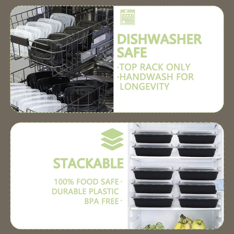Hao Zhu Meal Prep Containers Reusable-Plastic Food Storage Trays with