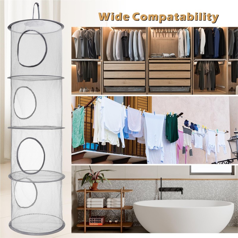 2Pcs Hanging Toy Storage Net, 4 Tier Hanging Storage Mesh,