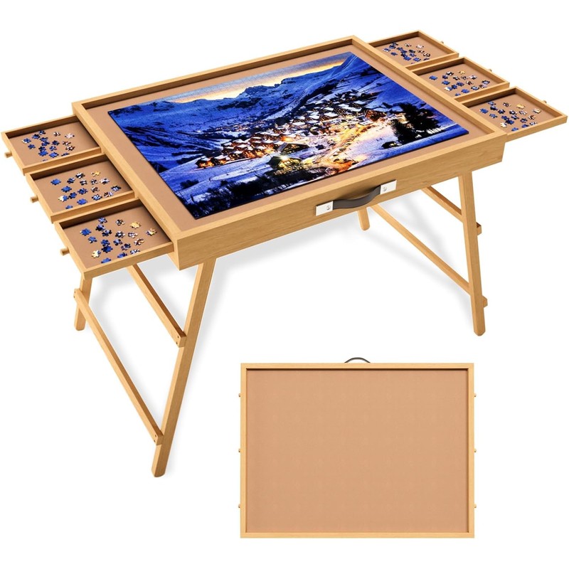 UPVERCY 24.8" H Tall Puzzle Table with 6 Drawers, 1000
