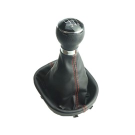 Gear Knob Gear Stick Boot Frame Compatible / Replacement Part for VW Touran Caddy 3 MK3 6 Speed Red Stitching
