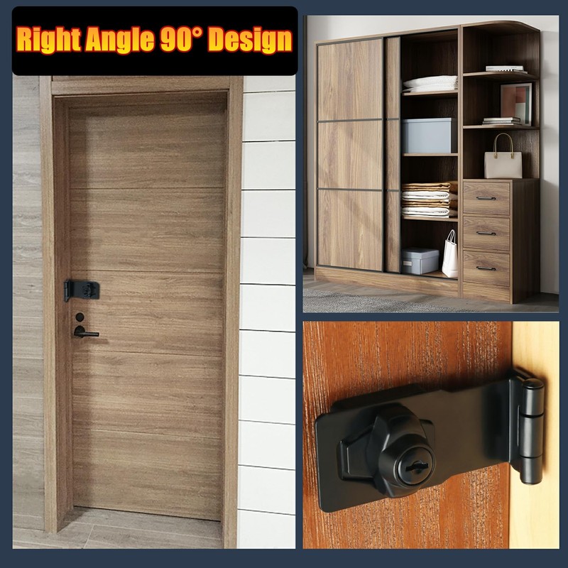 Alise Keyed Hasp Lock Right Angle 90°,4 Inch Safety Packlock