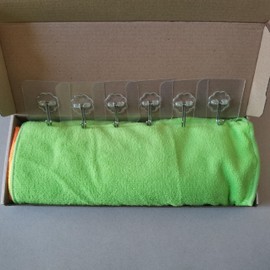 MIEGUIWOR Microfibre Cloths Microfibre Cleaning Cloths Cloth Cleaning Cloths Kitchen Towels Tea Towels for Kitchen, Car, Window 30 x 30 cm (6 Pieces + 6 Transparent Hooks)