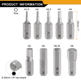 sourcing map 2pcs PH0 Magnetic Phillips Screwdriver Bit 1/4" Hex Shank 25mm Length S2 Steel