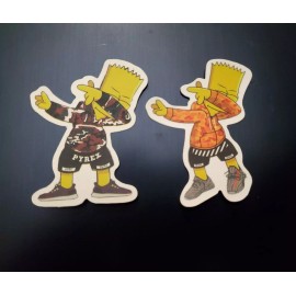 The Simpsons Bart Simpson Sticker Decal Vinyl Skateboard Lot Two Stickers White Pyrex 2" x 1"