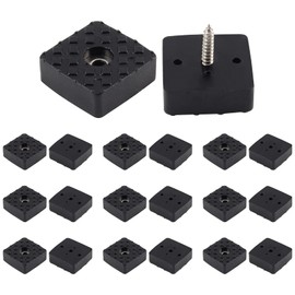 Bonsicoky 20Pcs 1.18Inch/30mm Rubber Furniture Pads with Screws, Black Square Non Slip Furniture Feet Heavy Duty Couch Feet Covers for Chair, Table, Desk, Sofa