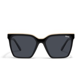 Quay - Womens Sunglasses, Polarized Square Lenses with UV Protection, Oversized Sunglasses (Level Up, Black Gold)