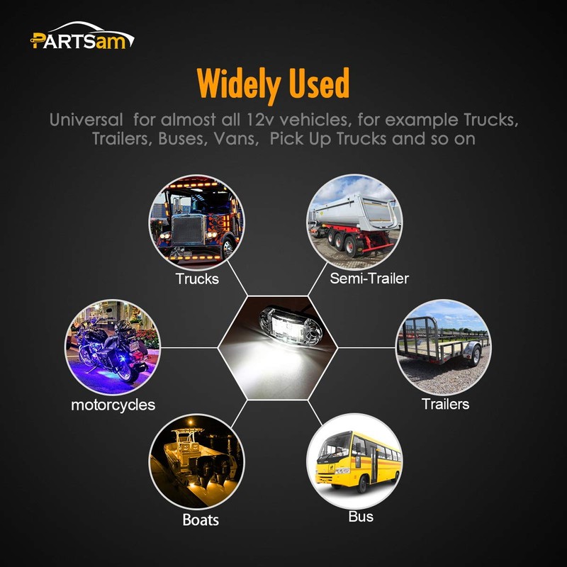 Partsam 4x Oval White Clear Lens 2 Diode LED Trailer