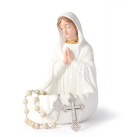 Virgin Mary Statue Decor,6 Inches Our Lady of Grace Holy Sculpture Relic Mary Praying Rosary Holder,Mother Resin Figure,Catholic Gifts for Women, Living Room Office Desktop Home Decor