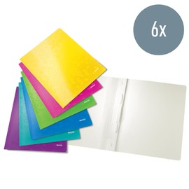 Leitz Wow A4 Flat File - Assorted Colours, Pack of 6