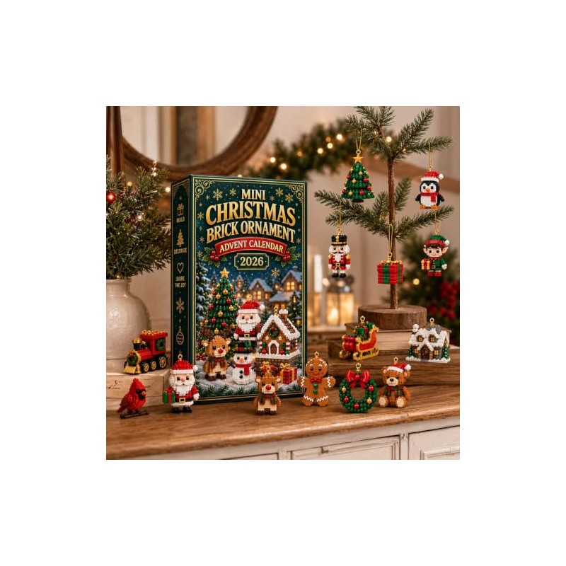 24-Day Mini Christmas Brick Ornament Advent Calendar, Divertidos Sets de