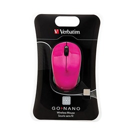 Verbatim GO NANO-Computermaus, kabellose Maus mit 3 Tasten, Funkmaus für Laptop, Notebook, PC und MAC mit 2,4 GHz-Funktechnologie und 1600 dpi, Verbindung via Nano-Receiver, Pink