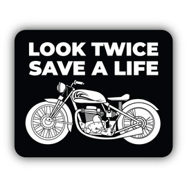 Zirni Look Twice Save a Life Motorcycle Vinyl Sticker Bumper Art Decal