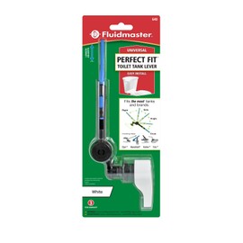 Fluidmaster 640 PERFECT FIT Universal Toilet Tank Flush Lever In White, Plastic Toilet Handle With Adjustable Arm