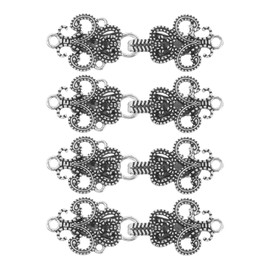 sourcing map 4pcs Vintage Sweater Clips, Retro Shawl Clips Cape Cloak Clasp Cardigan Collar Brooch Clip for Women(Silver)