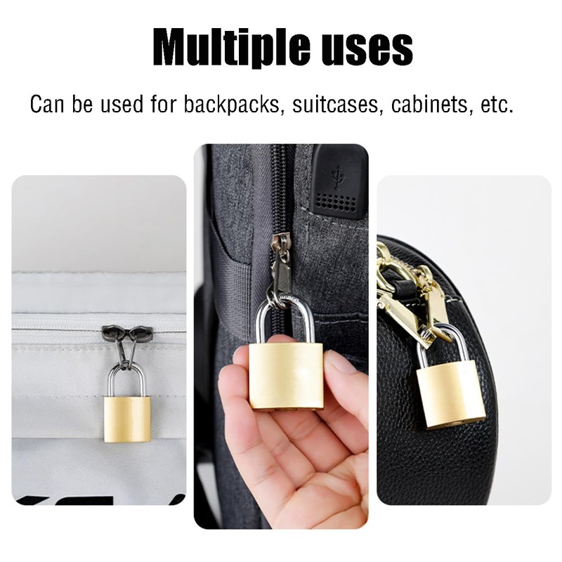 Padlock with Keys, Brass Heavy Duty Padlock Mini Solid Padlock