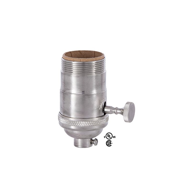 B&P Lamp® On-Off, Turned Brass Lamp Socket (E26) with Satin