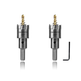 TCT Hole Saw Set, 2-Pack of 3/4" (19mm) Heavy Duty Tungsten Carbide Tipped Hole Cutters for Stainless Steel Mild Steel Copper Iron Brass Plastic and more, with Titanium-Plated Pilot Drill Bits