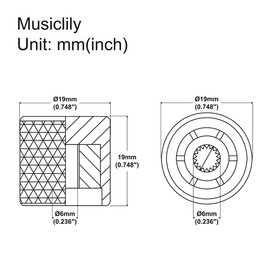 Musiclily Pro Metric Size Steel Flat Top Tele Barrel Knobs for Import Fender Telecaster Electric Guitar/Precision Bass, Gold (Set of 2)