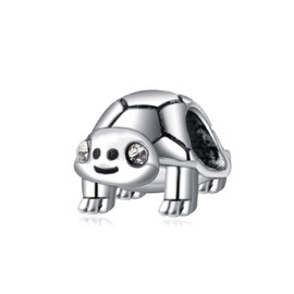 Turtle with Crystal Eyes Charm Bead