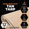 Heavy Duty Tan Poly Tarp 6' X 30' - Multipurpose