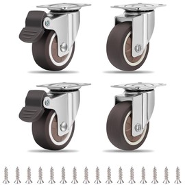 BGOBTY Furniture Castors Small, Pack of 4 Castors for Furniture, 25 mm Small Castors, 360° Rotatable Castors, Swivel Castors with Brake, Transport Castors, for Many Floor Types, (2 with Brakes, 2