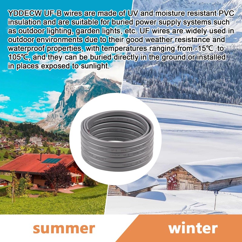 YDDECW 10/2 UF-B Wire - 25FT 100% Pure Copper 10AWG