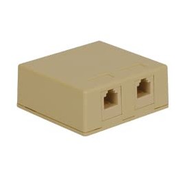 ICC Surface Mount Box Keystone Jack with 2 Voice in 6P6C for EZ®