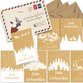 the lazy panda card company Christmas Cards with Envelope Set of 30 Recycled Paper Christmas Cards