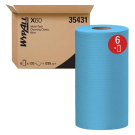 Kimberly-Clark 35431 Wypall X60 Cloth, 19.6" Width, 13.4" Length, Blue, Pack of 780