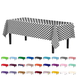 4-Pack Checkered Plastic Table Cloth - 54In. x 108In. Disposable Tablecloth for Parties - Rectangle Tablecloth - Disposable Table Cloths for Parties - Plastic Table Cover for Picnics - Exquisite