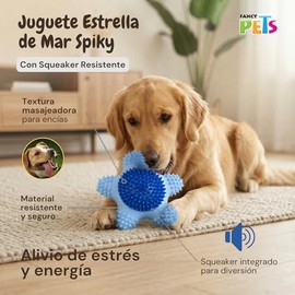Fancy Pets Juguete Estrella de Mar Spiky para Perros Resistente para Morder con Textura Masajeadora y Squeaker                                        