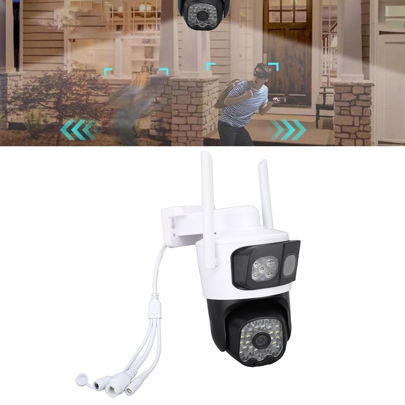 Pan Tilt Security Camera WiFi Dual Lens 4MP Night Vision
