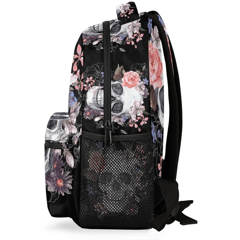 DJYQBFA Sugar Skull Flower Laptop Backpack School Backpack with Multiple
