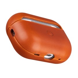 Maogoam for AirPods Pro 2 Case Leather with Sync Button, Genuine Vegetable Tanned Cow Leather Case for AirPods Pro 2nd Generation 2022, Elegant Style, Front LED Visible, Orange