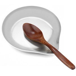 VanlonPro Stainless Steel Spoon Rest, Spatula Ladle Holder, Stainless Steel Utensil Spoon Rest Holder, Brushed Finish, Dishwasher Safe 5.9 x 5.1 Inch (Round Silver 1PC)