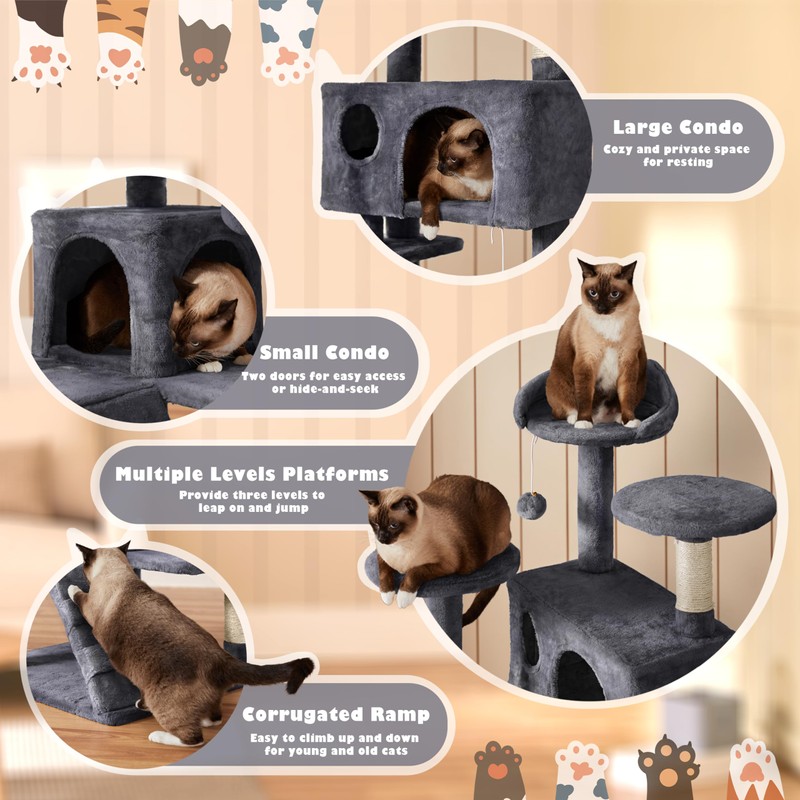 Yaheetech 54in Cat Tree, Multi-Level Cat Tower with Spacious Kitten-ear