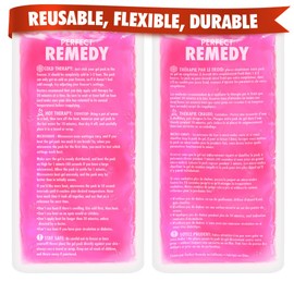 Perfect Remedy 2-Pack Gel Ice Packs for Injuries, Soft and Flexible Hot & Cold Compress, Soothing Ice Packs Aid for Sprains, Strains & Soreness conditions, Alternative to Hot Water Bottles (Pink, Reg)