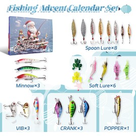 Angel Advent Calendar 2025 for Men, 24 Fishing Lure Set, Christmas Calendar Fishing for Adults, Fishing Gift for Children, Boys, Teenagers, Boys