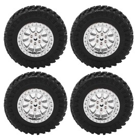 RC Car Tires, RC Car Tires Tyre Wheel, RC Vehicle Wheels, Ideal for Improving Stability During Competitions or Outdoor Adventures(R789S-Silver)