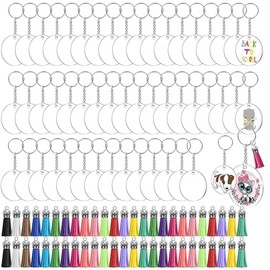 Llaveros acrílicos en blanco, 200 piezas transparentes para vinilo con 50 piezas en blanco acrílico (Paquete de 50 unidades)