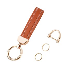 Azurastone Leather Wristlet Keychain,Universal Key Fob Wrist Car Keys Key Chain Lanyard Holder for Men and Women (ORANGE)