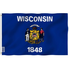 ANLEY Fly Breeze 3x5 Foot Wisconsin State Flag - Vivid Color and Fade Proof - Canvas Header and Double Stitched - Wisconsin WI Flags Polyester with Brass Grommets 3 X 5 Ft