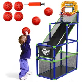EagleStone Toddler Arcade Basketball Hoop Game Indoor, Ajustable Height Indoor Basketball Hoop with Storage Design for Kids,Perfect Sports & Outdoor Play Toys for Kids Age 3-4 5-4 4-8