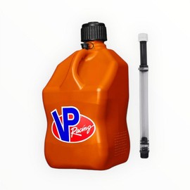 VP Racing 5.5 Gallon Plastic Utility Jug – Heavy-Duty Motorsport Storage Container | Durable, Leak-Proof & Ergonomic Design - USA Made:_Orange w/ Deluxe Hose