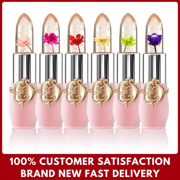 BestLand 6 Pcs/Set Flower Jelly Lipstick Set Temperature Change Moisturizer