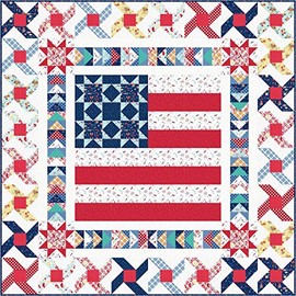 KimberBell Red, White & Bloom Small Town America Quilt Kit Maywood Studio